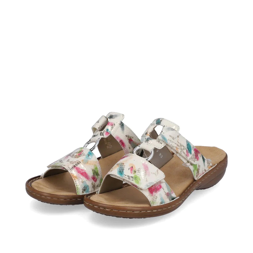 Chic and sophisticated women's footwear for work608P9-92 Velcro Slide Off-White Multi Chic and sophisticated women's footwear for work608P9-92 Velcro Slide Off-White Multi