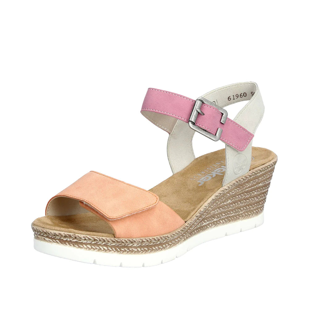Luxurious and opulent women's shoe options61960-90 Velcro Wedge Apricot/Pink/Grey