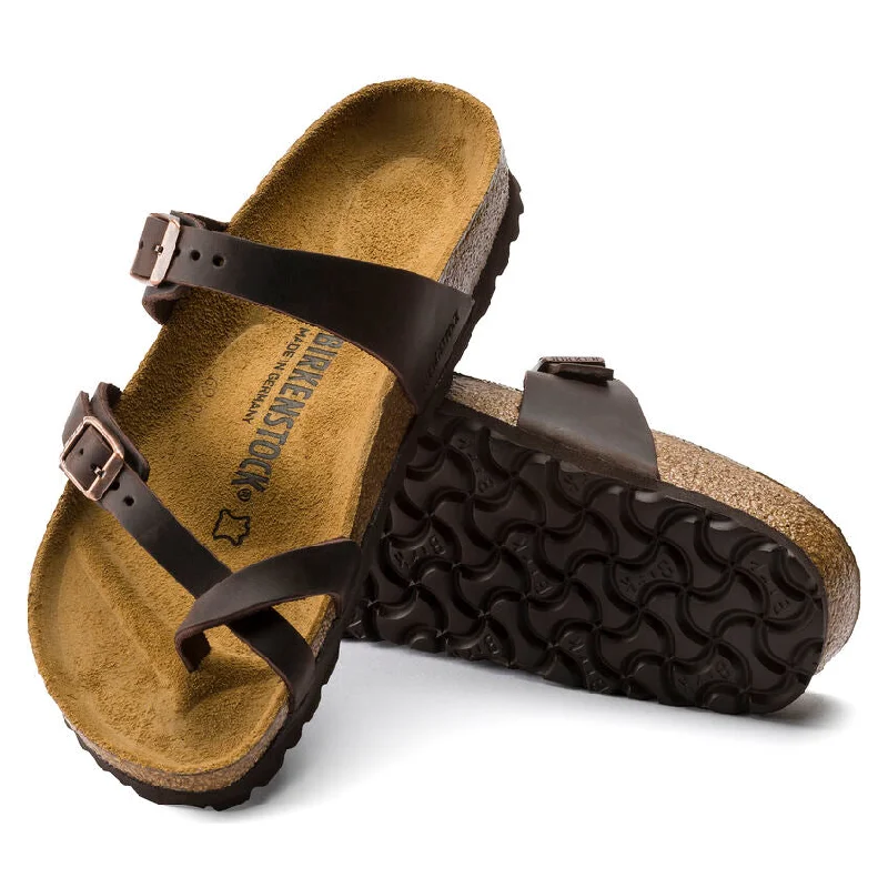 Stylish and supportive women's shoes for plantar fasciitisBirkenstock - Mayari Oiled Leather Habana 0171321