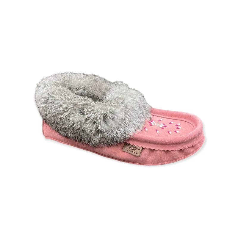 Chic and stylish women's shoes for graduation ceremoniesFur Moccasin - Flamingo Suede