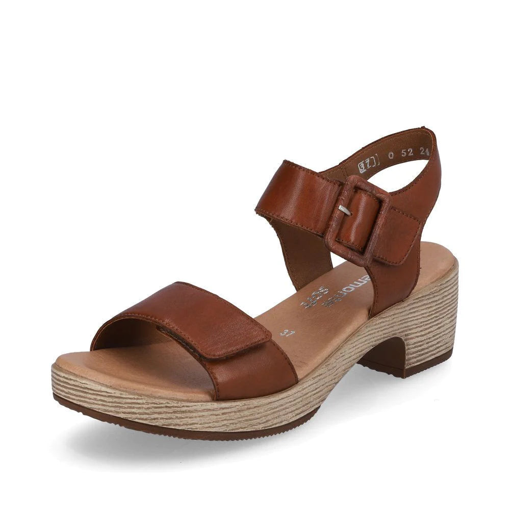 Elegant and refined women's shoe designsD0N52-24 Velcro Block Heel Brown