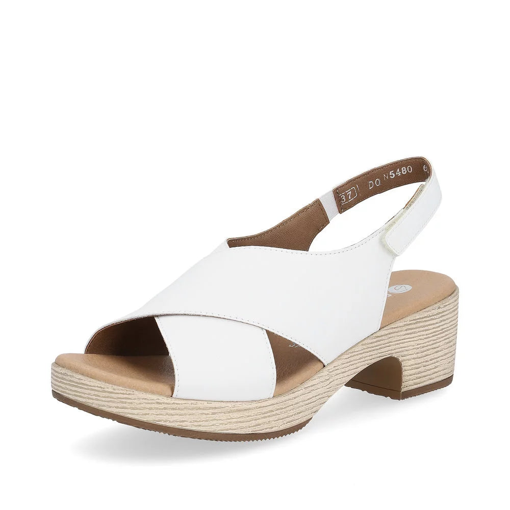 Exotic and bold women's shoe designsD0N54-80 White Cross Strap Heel
