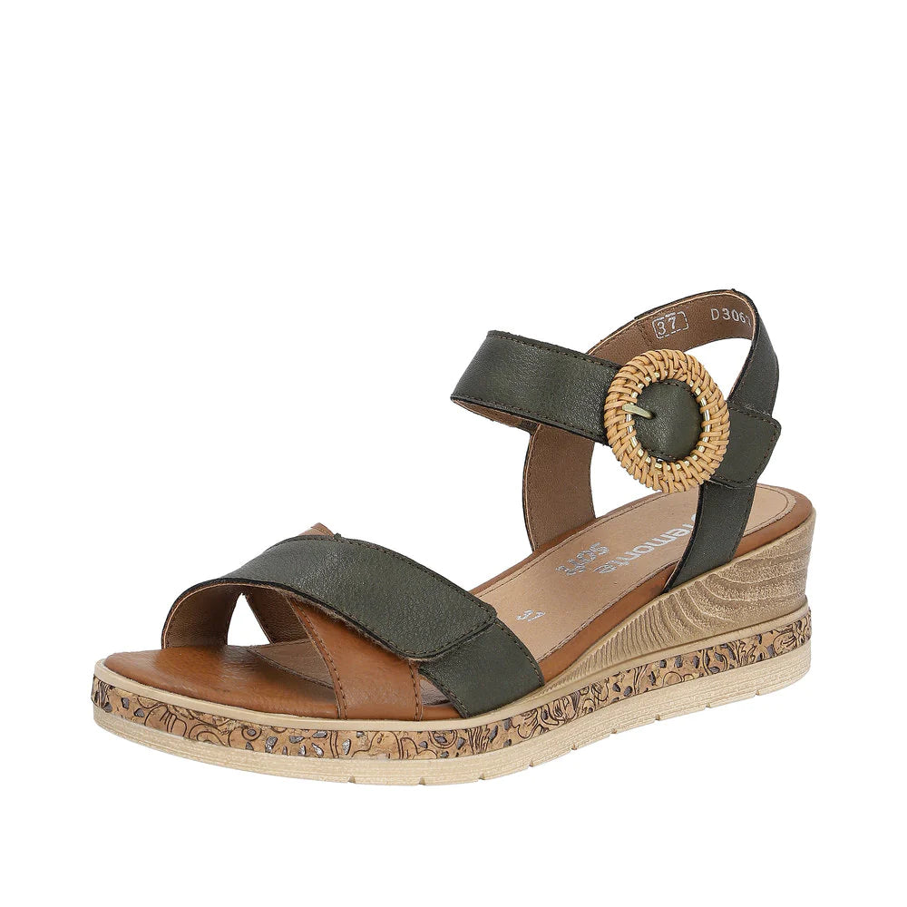 Chic and stylish women's shoes for fashion weekD3067-52 Olive Two Strap Wedge