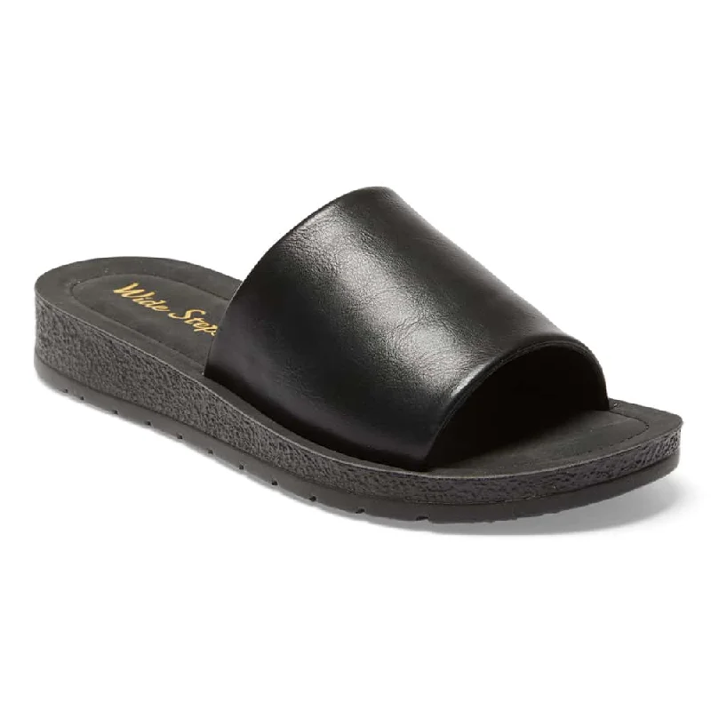 Classy and elegant women's shoes for formal eventsEnid Slide in Black On Black Smooth
