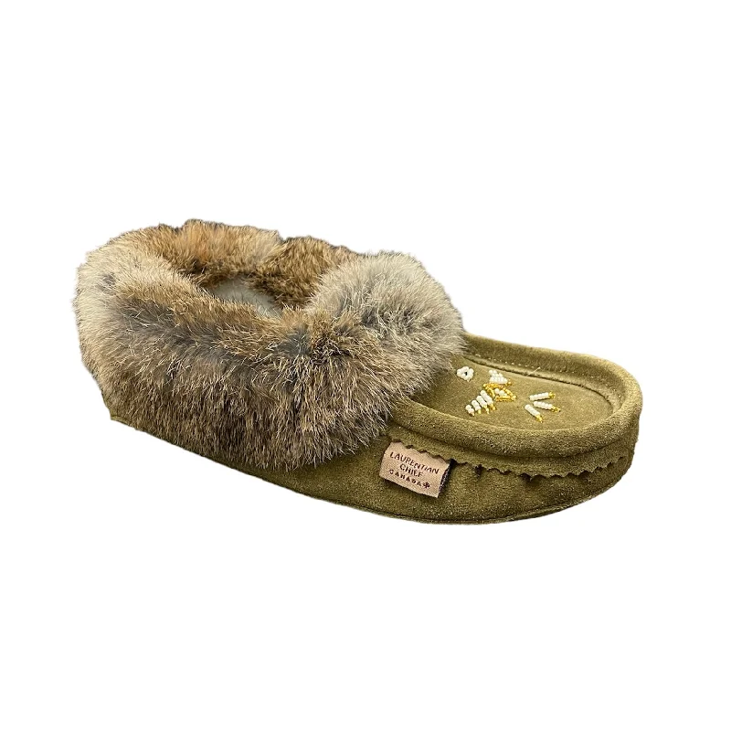 Stunning and glamorous women's shoes for evenings outFur Moccasin - Army Suede