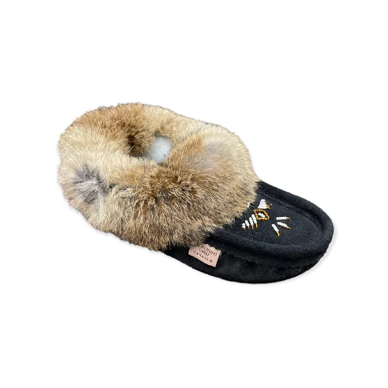 Comfortable yet fashionable women's shoesFur Moccasin (Coyote) - Black Suede