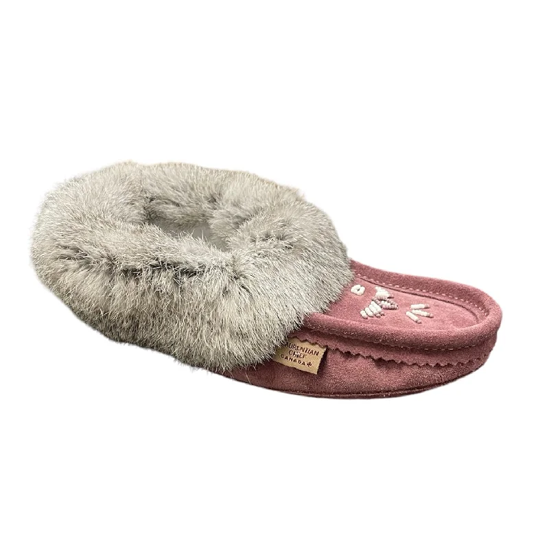 Elegant and sophisticated women's shoes for elegant eveningsFur Moccasin - Plum Suede