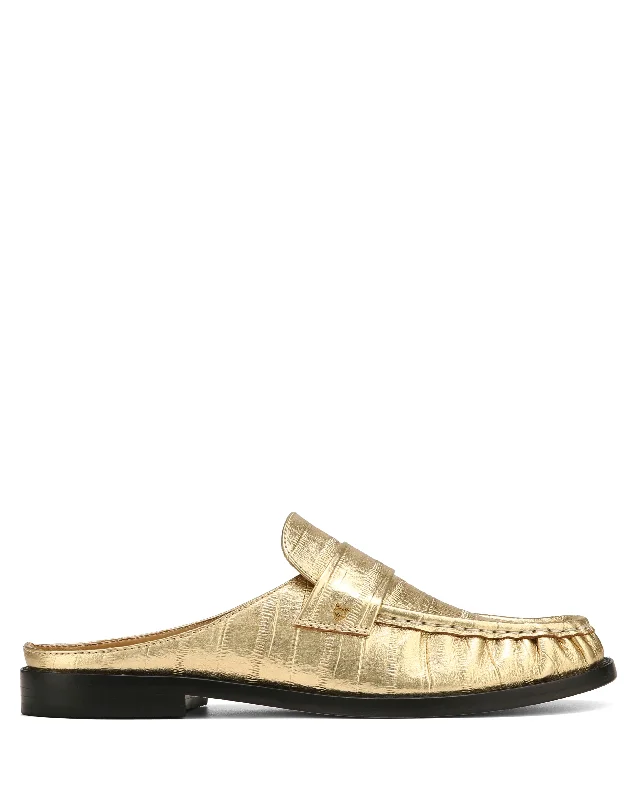 Versatile and stylish women's shoes for everyday chicGleam Eel Print Leather Gold