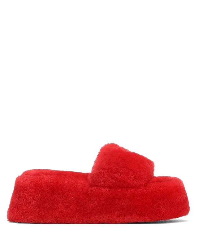 Elegant and sophisticated women's shoes for red carpet eventsIvy Shearling Red