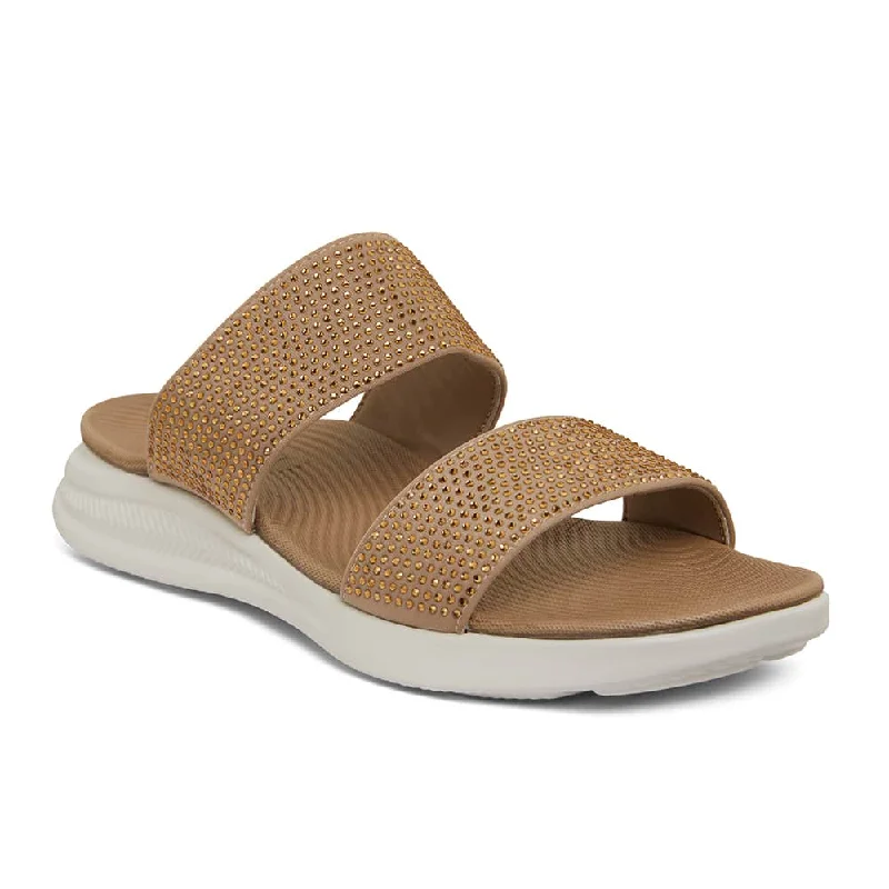 Fashion-forward and trendy women's shoe stylesNovato Slide in Taupe Diamante