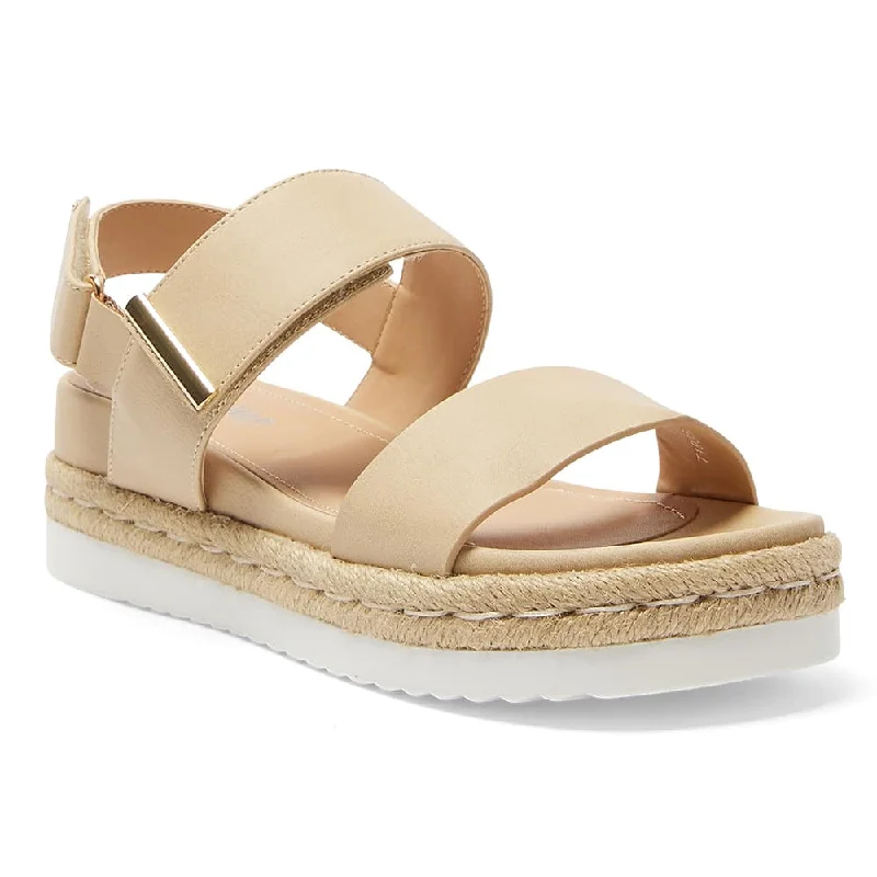 Stylish and supportive women's shoes for plantar fasciitisWarner Sandal in Nude Smooth